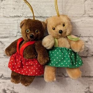 Christmas Teddies with Polka Dot Outfits